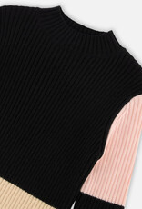 Deux Par Deux Black Color Block Sweater Dress
