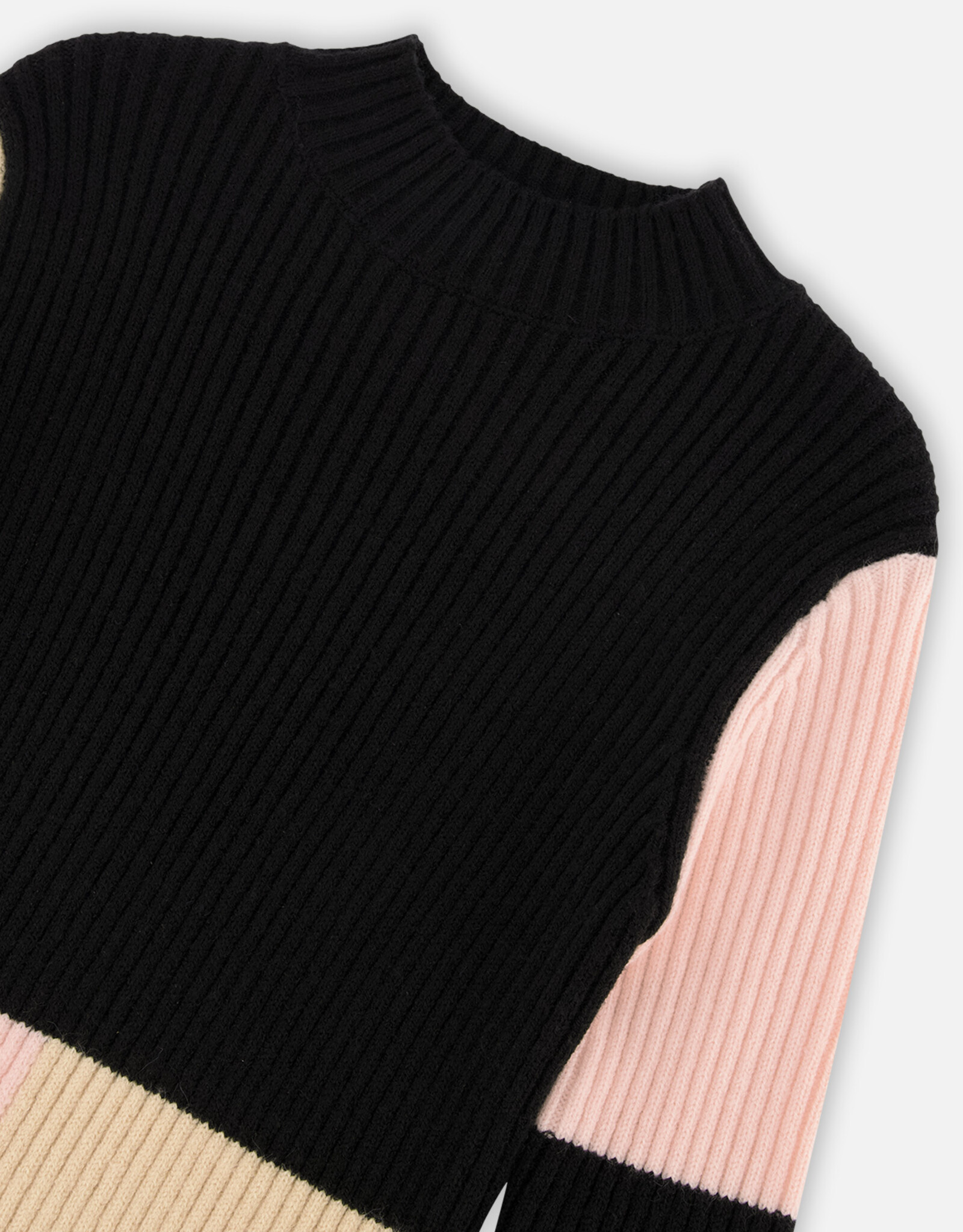 Deux Par Deux Black Color Block Sweater Dress