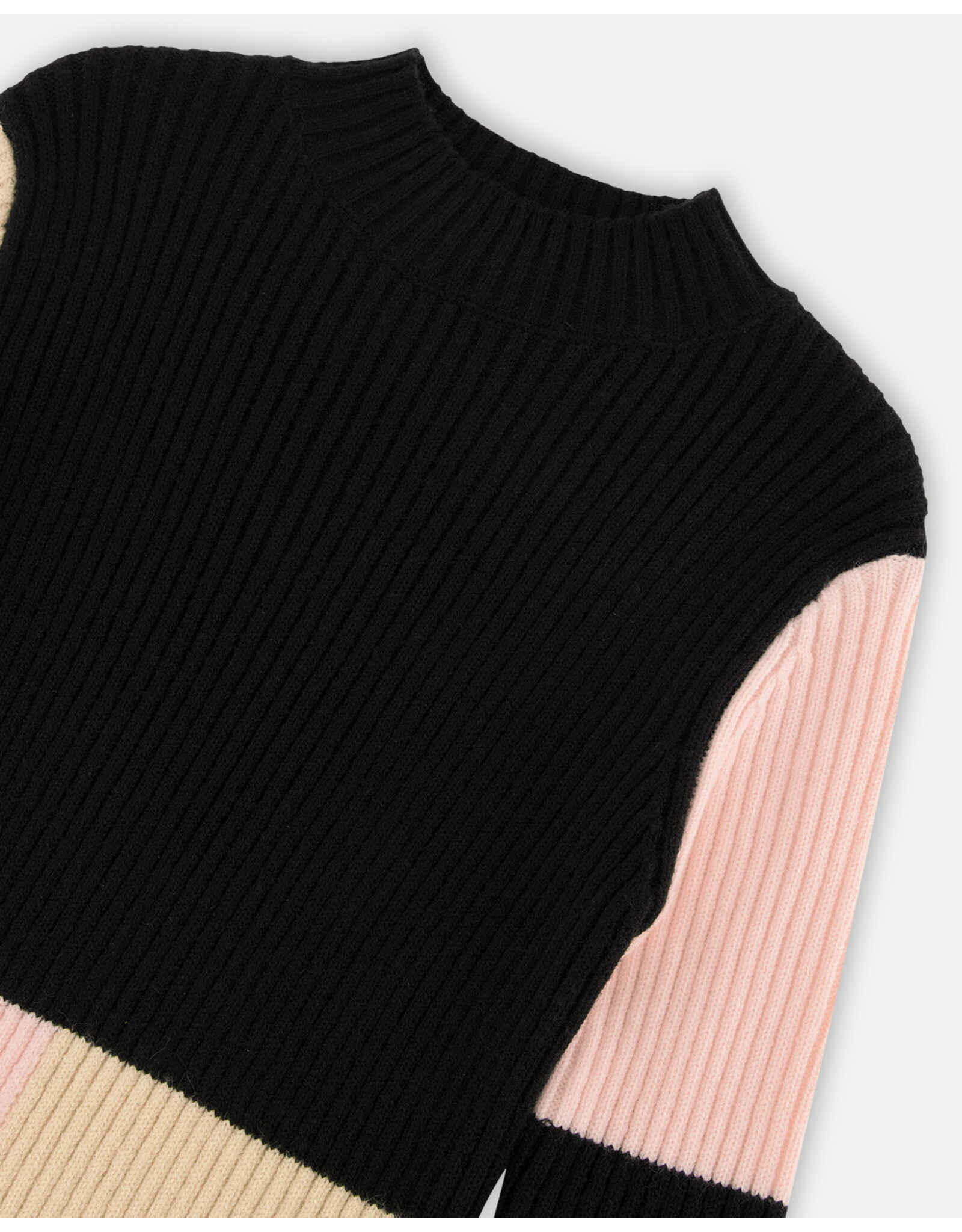 Deux Par Deux Black Color Block Sweater Dress