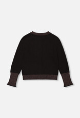Deux Par Deux Anthracite Knitted Cardigan with Lurex Rib