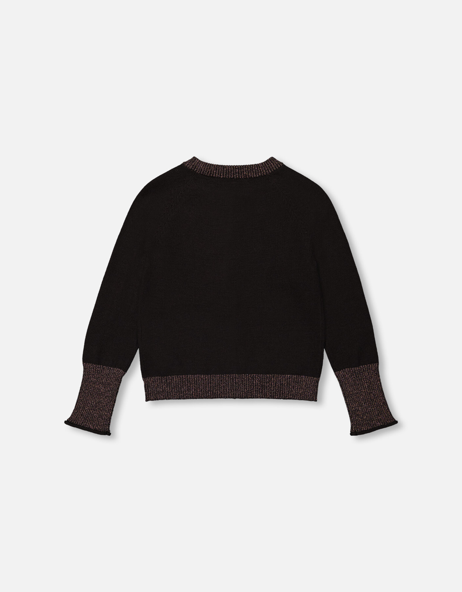 Deux Par Deux Anthracite Knitted Cardigan with Lurex Rib
