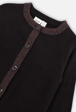 Deux Par Deux Anthracite Knitted Cardigan with Lurex Rib