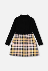 Deux Par Deux Pink Plaid Mock Neck Dress