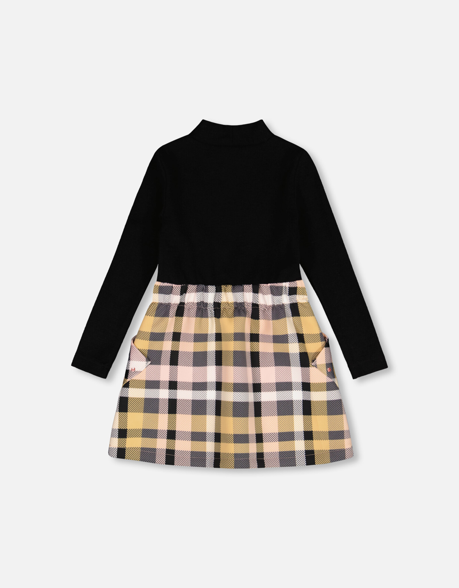 Deux Par Deux Pink Plaid Mock Neck Dress