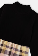 Deux Par Deux Pink Plaid Mock Neck Dress