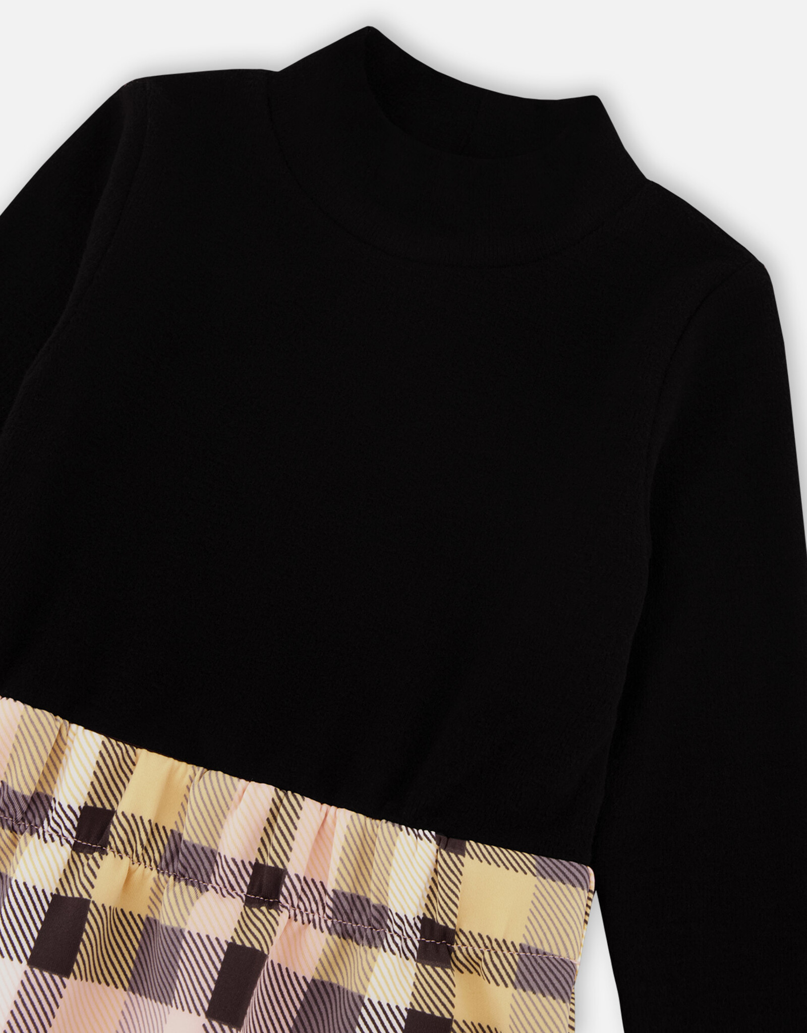 Deux Par Deux Pink Plaid Mock Neck Dress