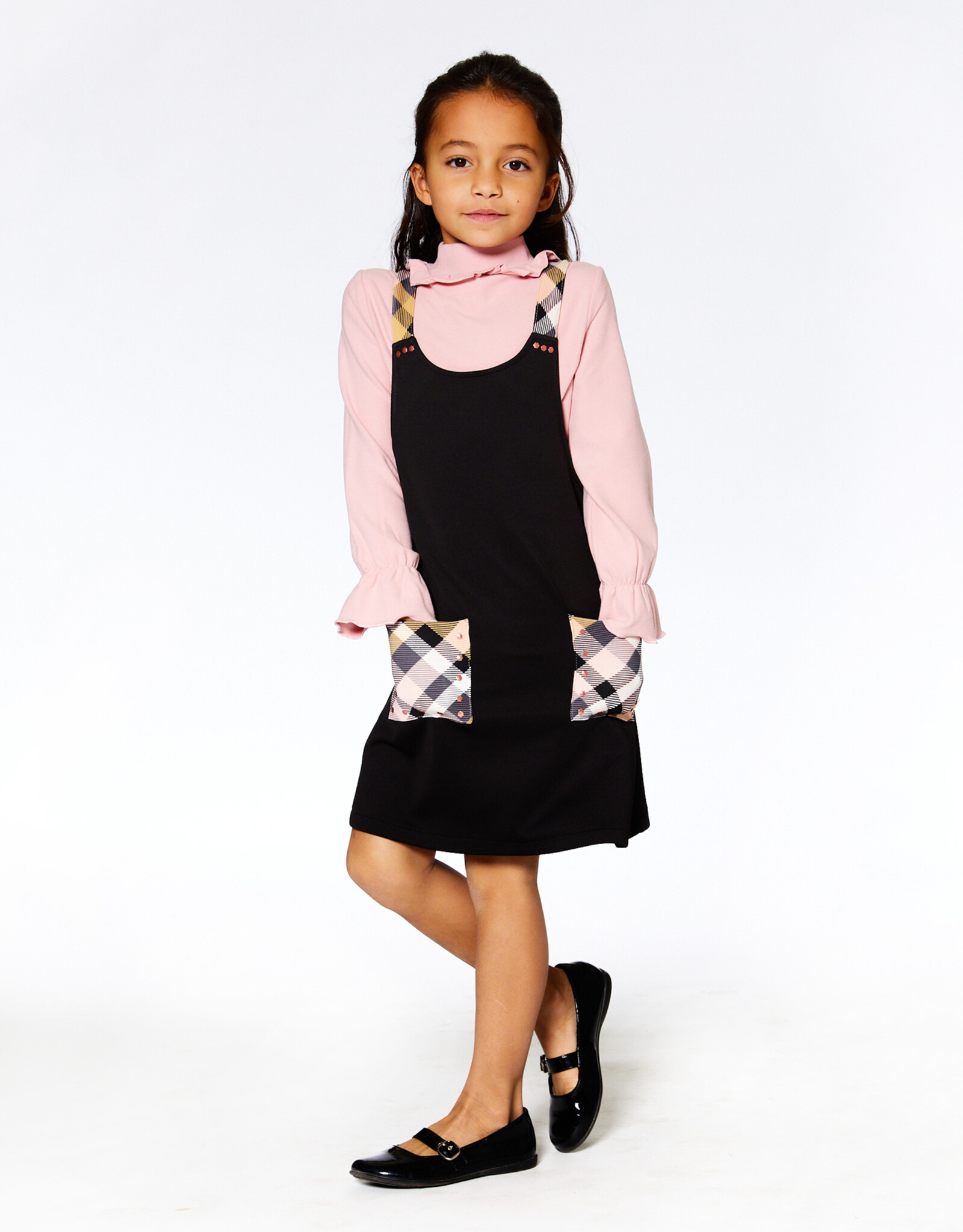 Deux Par Deux Anthracite Milano Overalls with Plaid Pockets