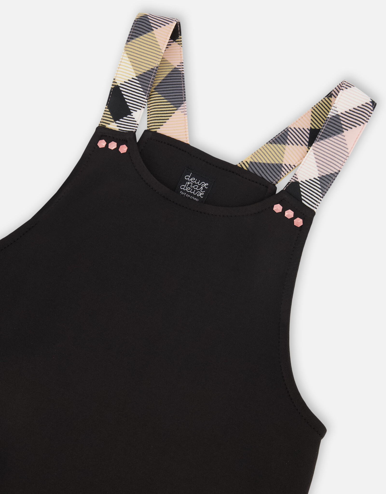 Deux Par Deux Anthracite Milano Overalls with Plaid Pockets
