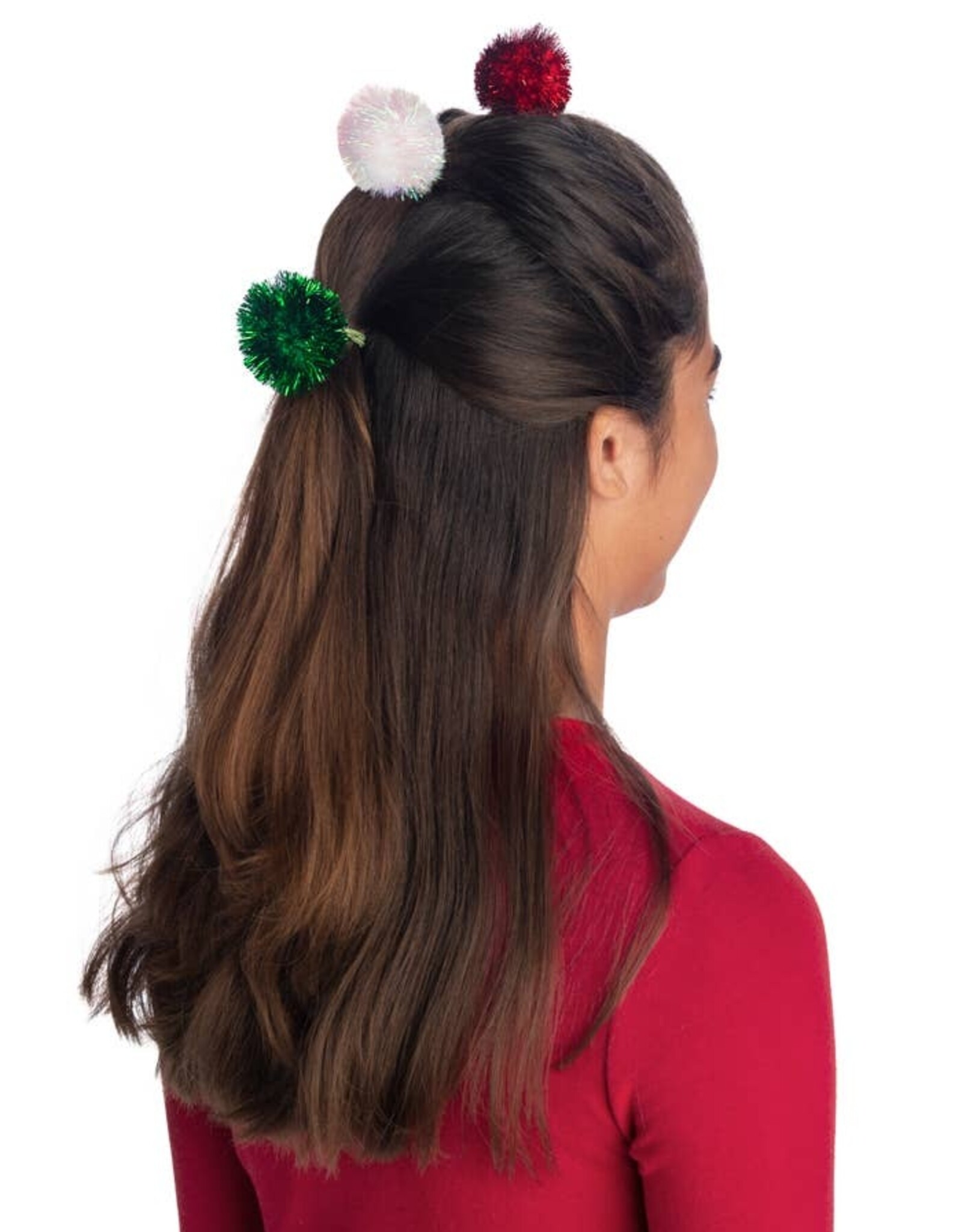 Bows Arts Tinsel Pom Elastic Hair Tie