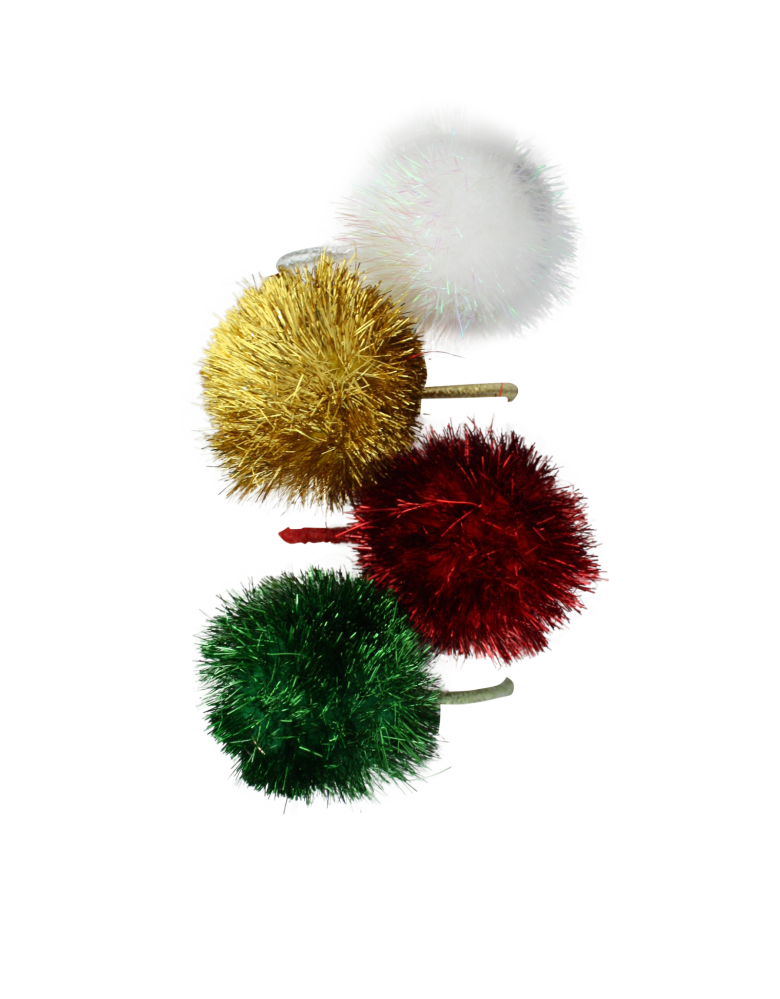 Bows Arts Tinsel Pom Elastic Hair Tie