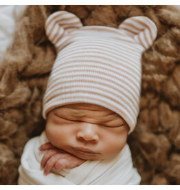 ilybean Nursery Beanie - Striped Tan Bear