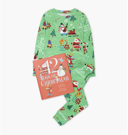 Books to Bed 12 Days of Christmas PJs and Book Set Green