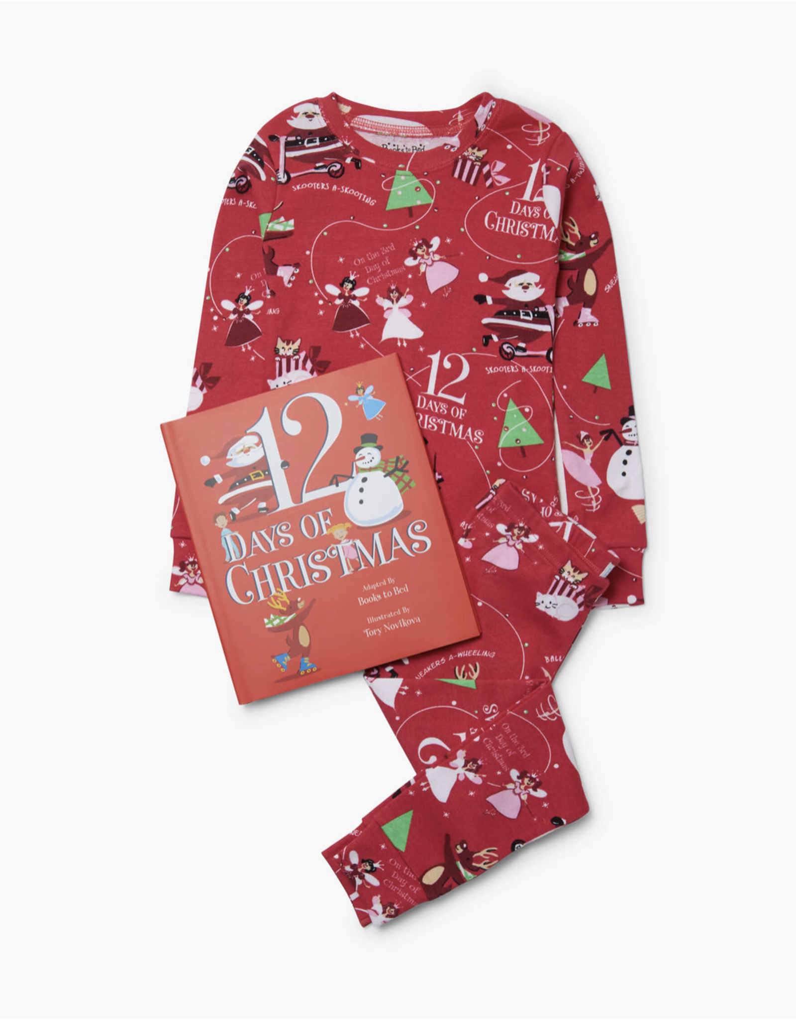 Books to Bed 12 Days of Christmas PJ and Book Set Red