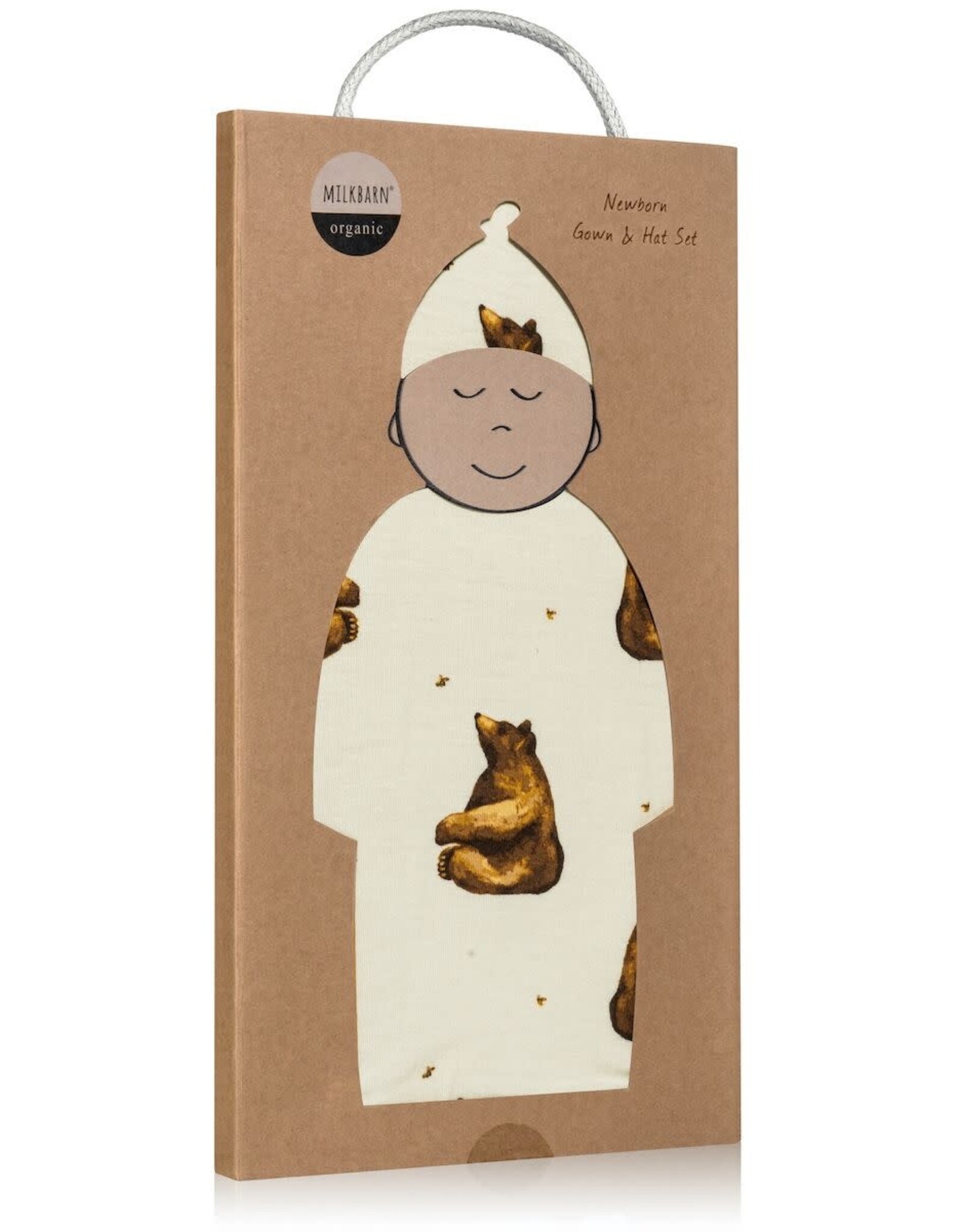 Milkbarn Honey Bear Gown & Hat Set