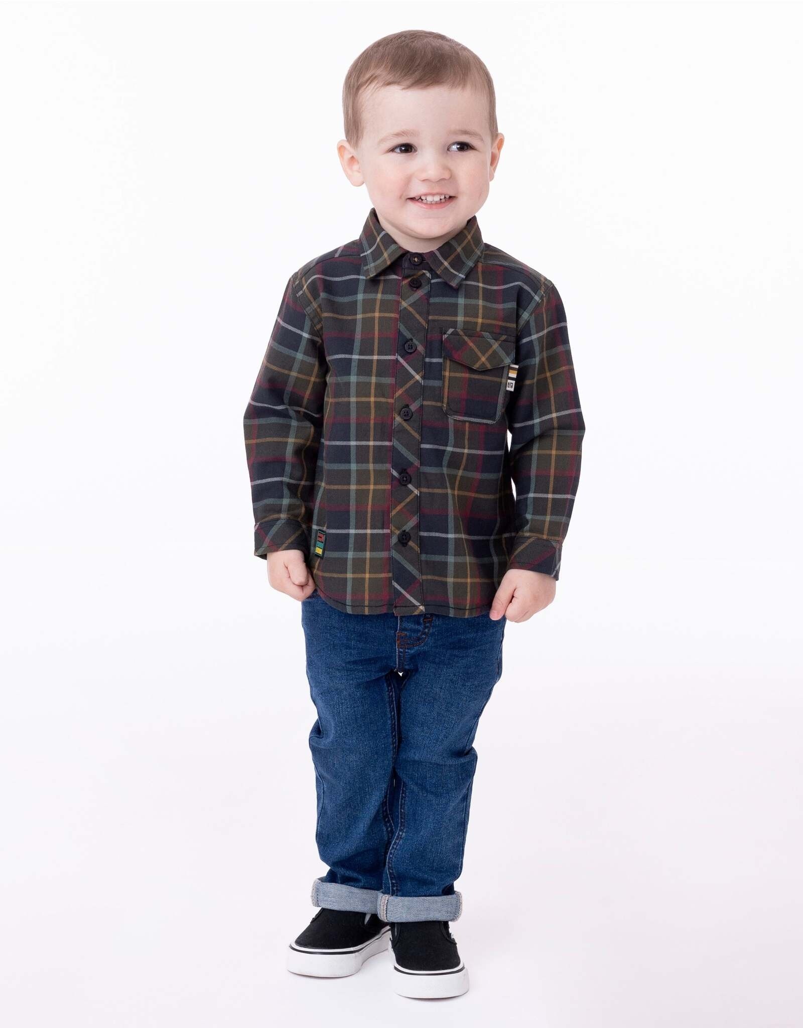 Wilderness Baby Button Up Green Plaid Shirt