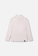 Deux Par Deux White Rib Mock Neck Long Sleeve