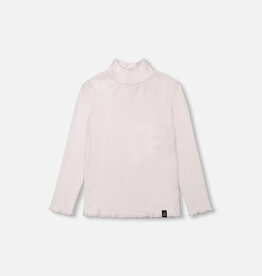 Deux Par Deux White Rib Mock Neck Long Sleeve