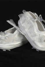 Lito Girls Satin Christening Bootie with Organza Trim