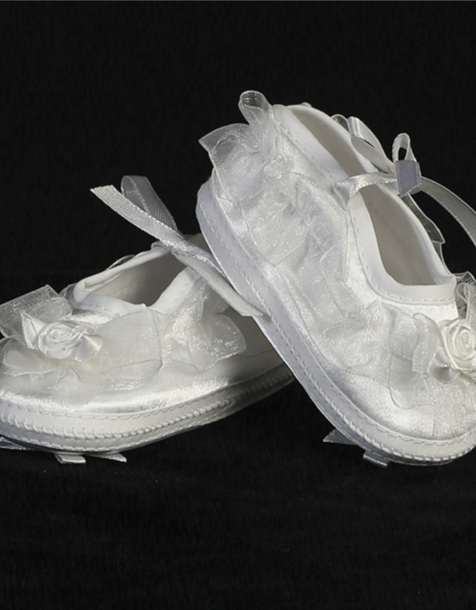Lito Girls Satin Christening Bootie with Organza Trim