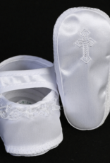 Lito Girls Satin Bootie with Lace & Embroidered Cross