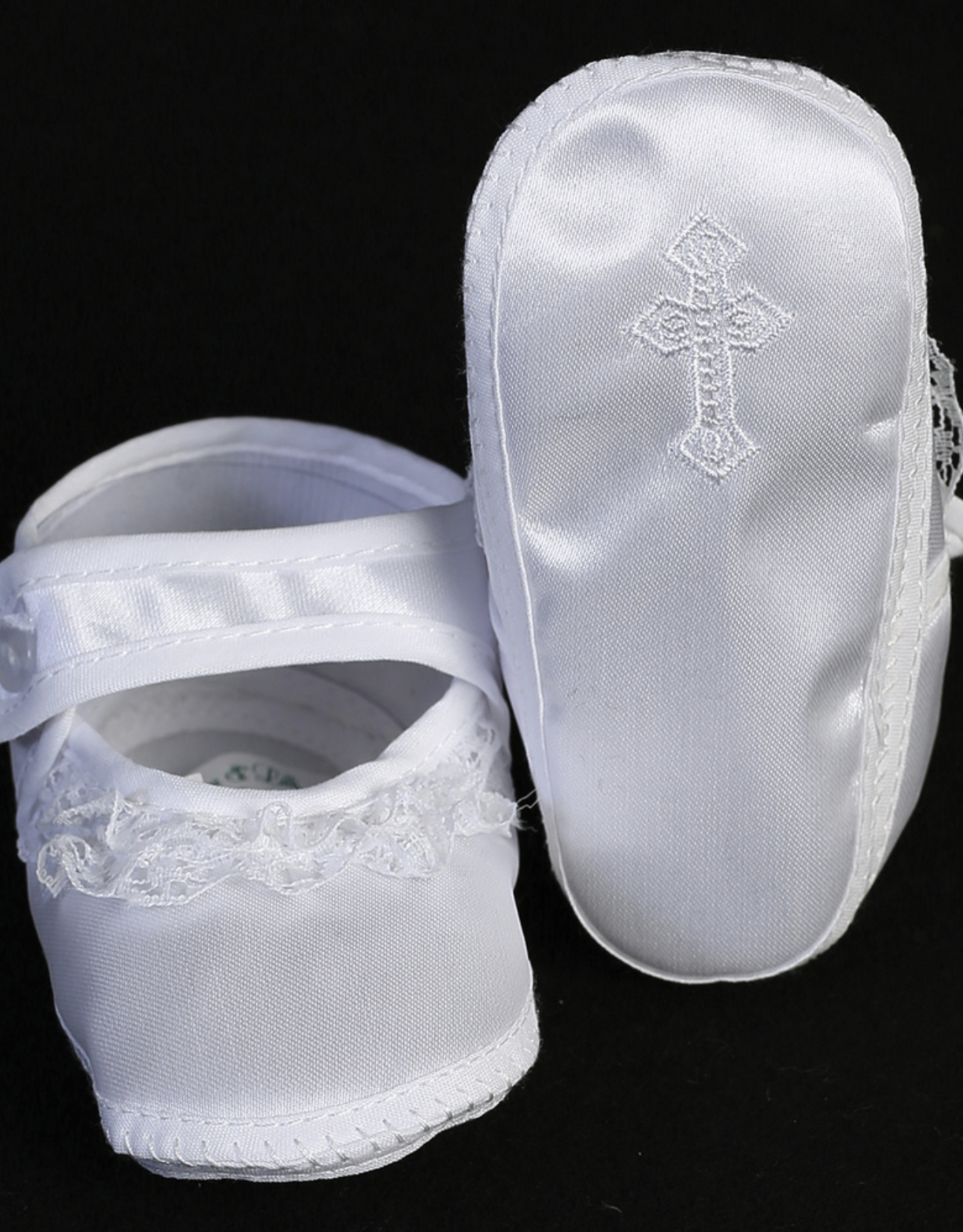 Lito Girls Satin Bootie with Lace & Embroidered Cross