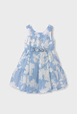 Abel & Lula Sky Blue Floral Linen Dress Girls