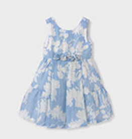 Abel & Lula Sky Blue Floral Linen Dress Girls