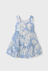 Abel & Lula Sky Blue Floral Linen Dress Girls