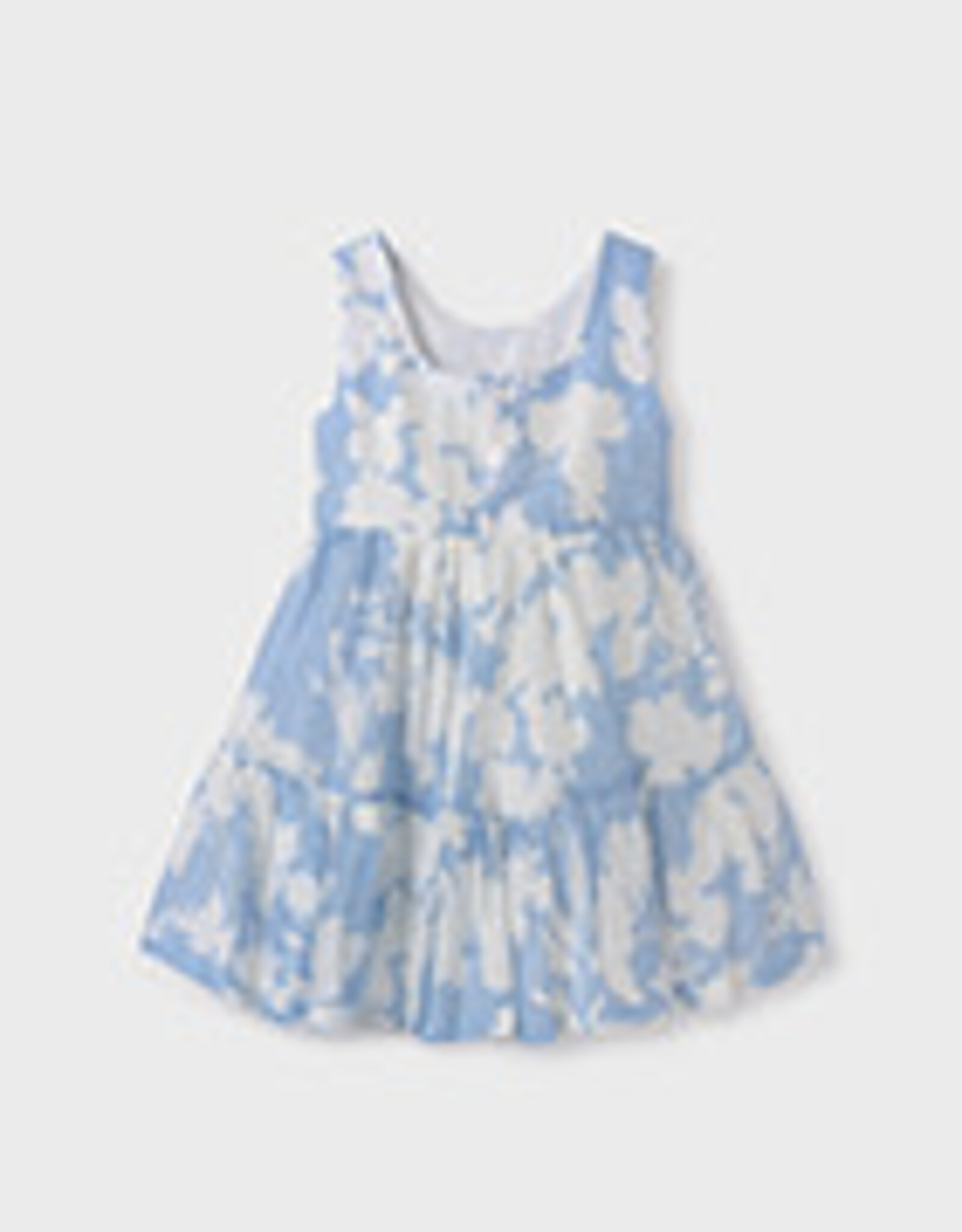 Abel & Lula Sky Blue Floral Linen Dress Girls