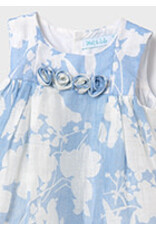 Abel & Lula Sky Blue Floral Linen Dress Girls