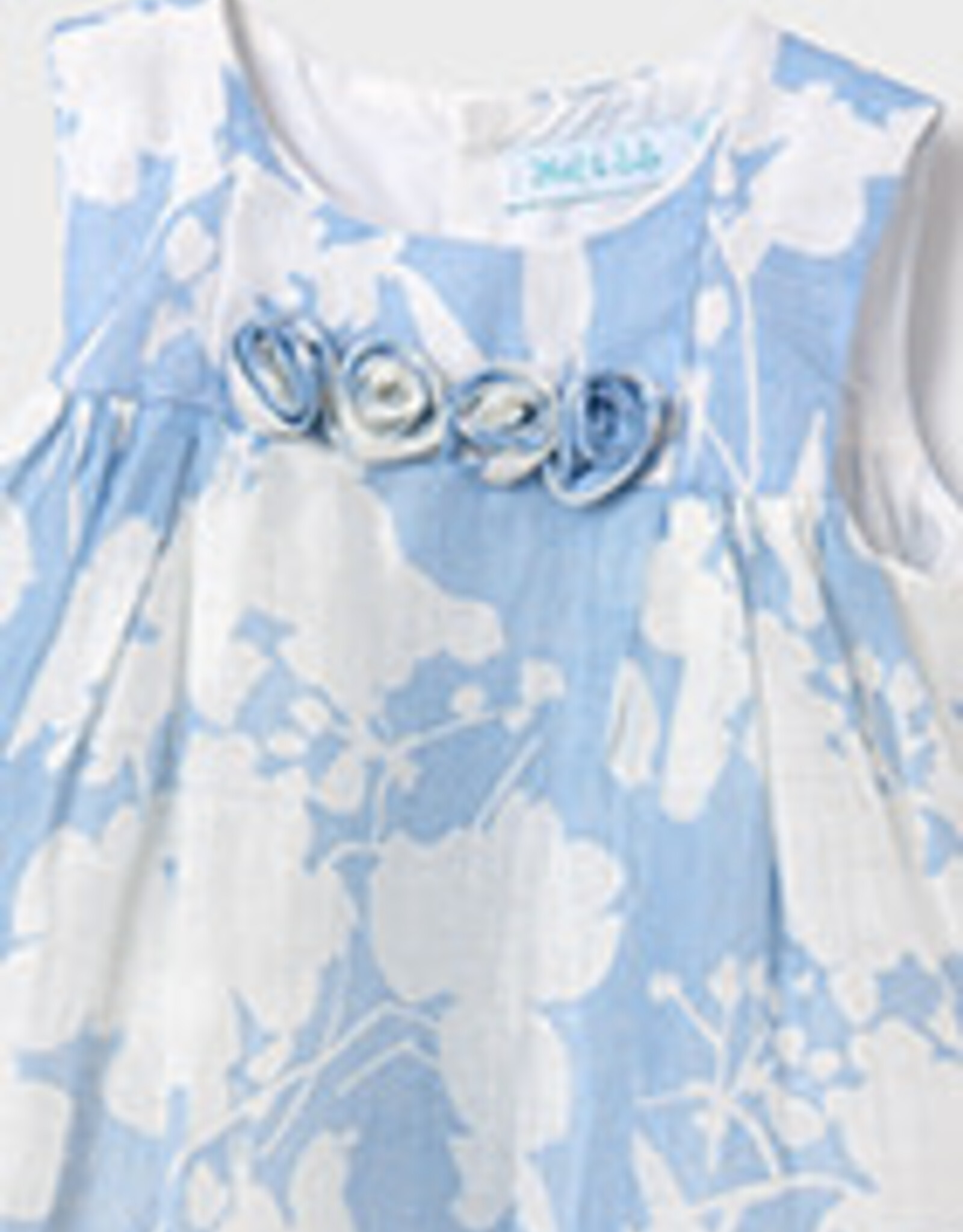 Abel & Lula Sky Blue Floral Linen Dress Girls