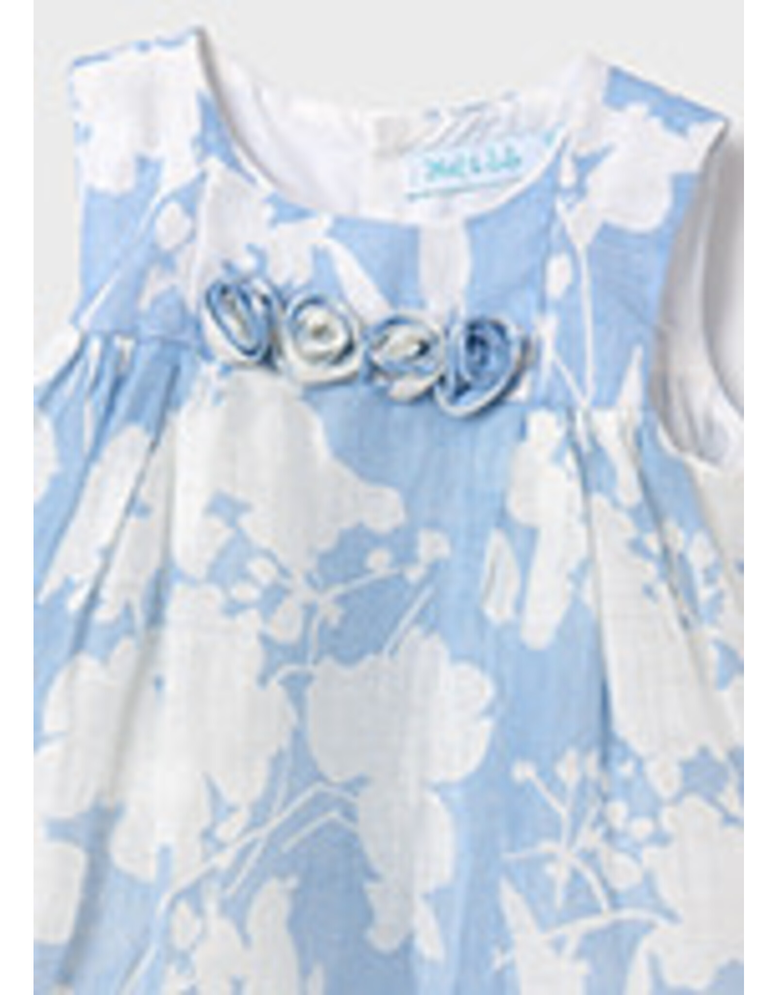 Abel & Lula Sky Blue Floral Linen Dress Girls