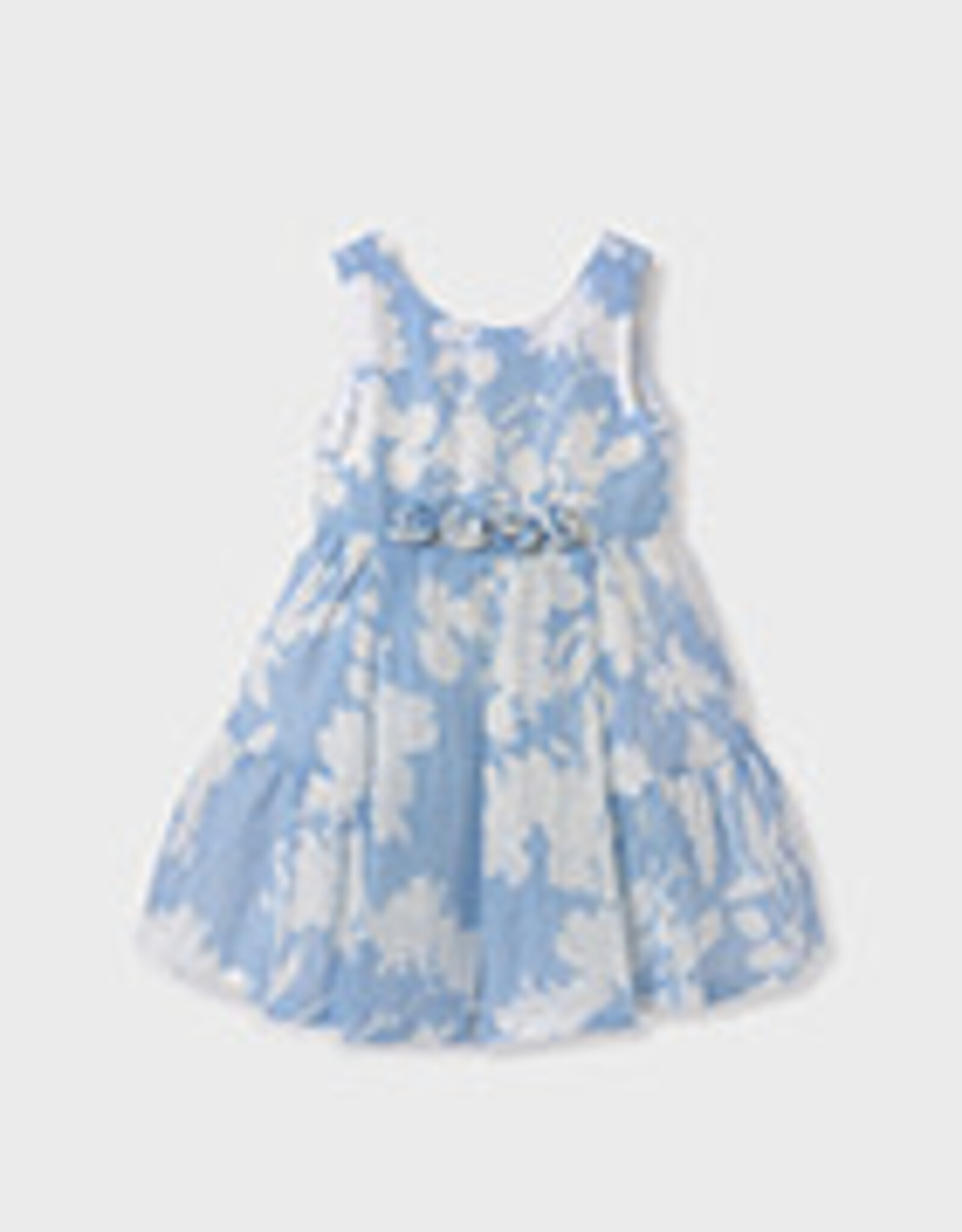 Abel & Lula Sky Blue Floral Linen Dress Girls