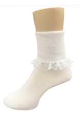 Lito Girls Christening Socks with Embroidered Cross and Lace Trim