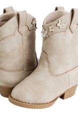 Baby Deer Mia Toddler Heeled Taupe Western Boot w/Multi-Flowers