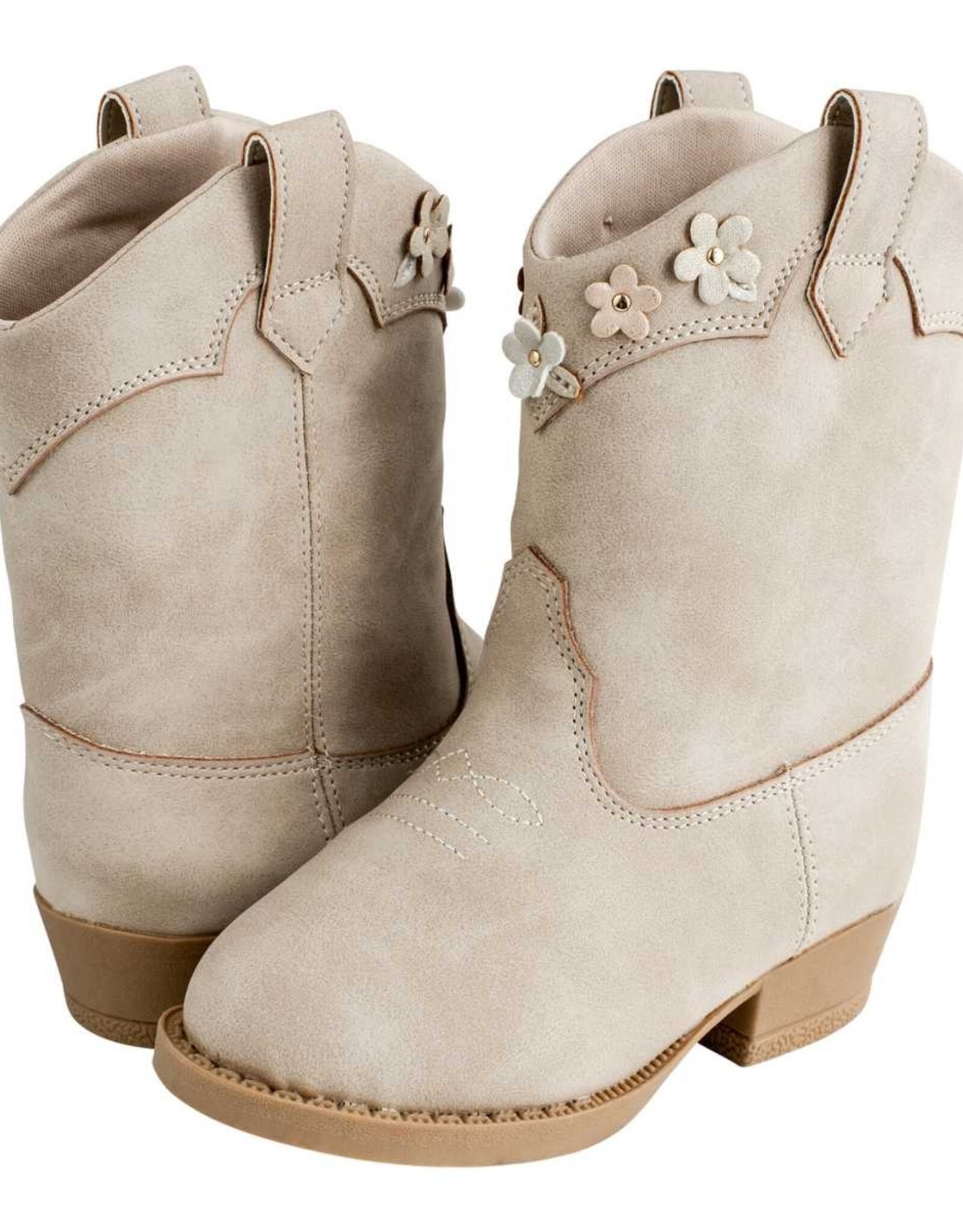 Baby Deer Mia Toddler Heeled Taupe Western Boot w/Multi-Flowers