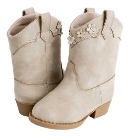 Baby Deer Mia Toddler Heeled Taupe Western Boot w/Multi-Flowers