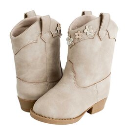 Baby Deer Mia Toddler Heeled Taupe Western Boot w/Multi-Flowers