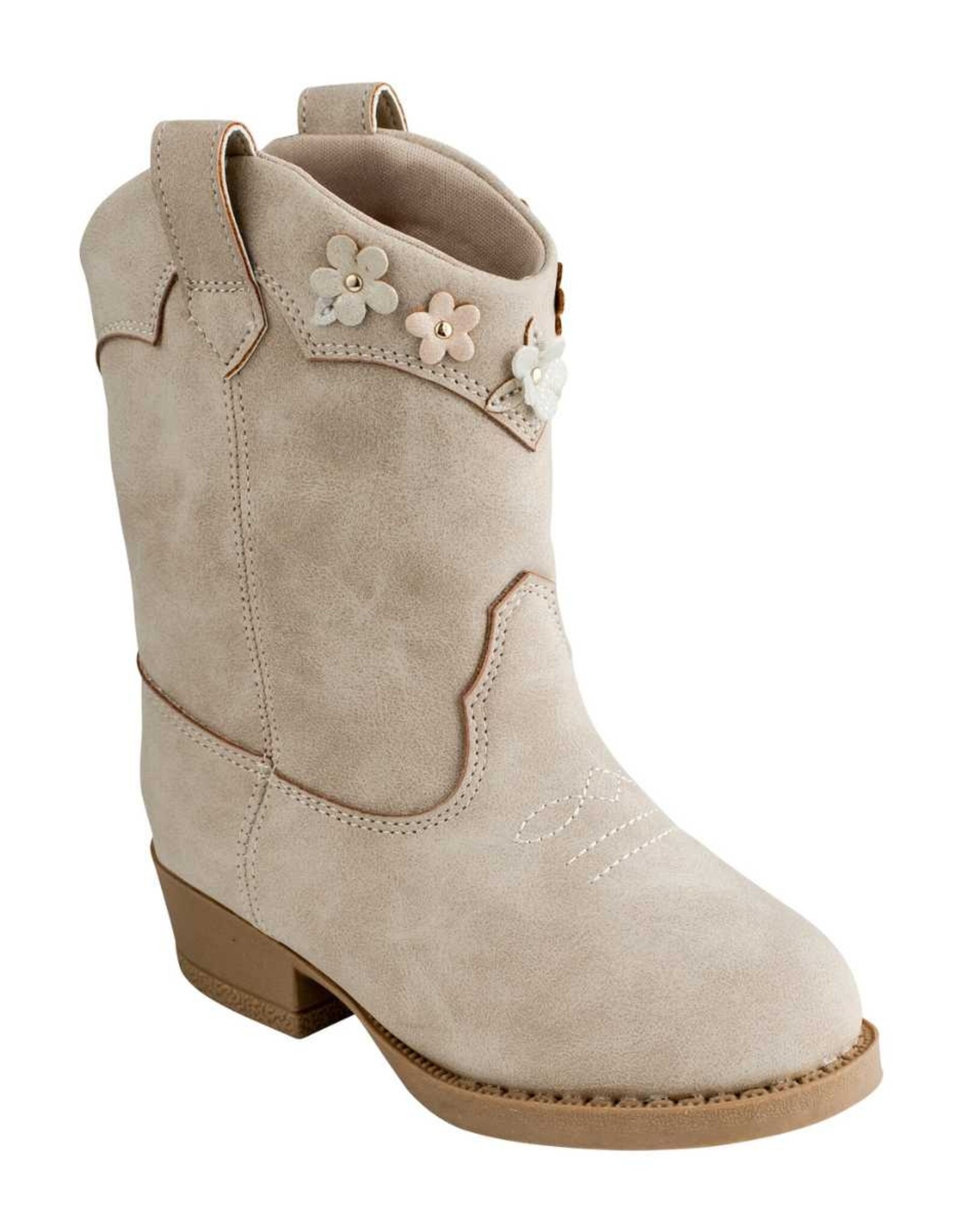 Baby Deer Mia Toddler Heeled Taupe Western Boot w/Multi-Flowers