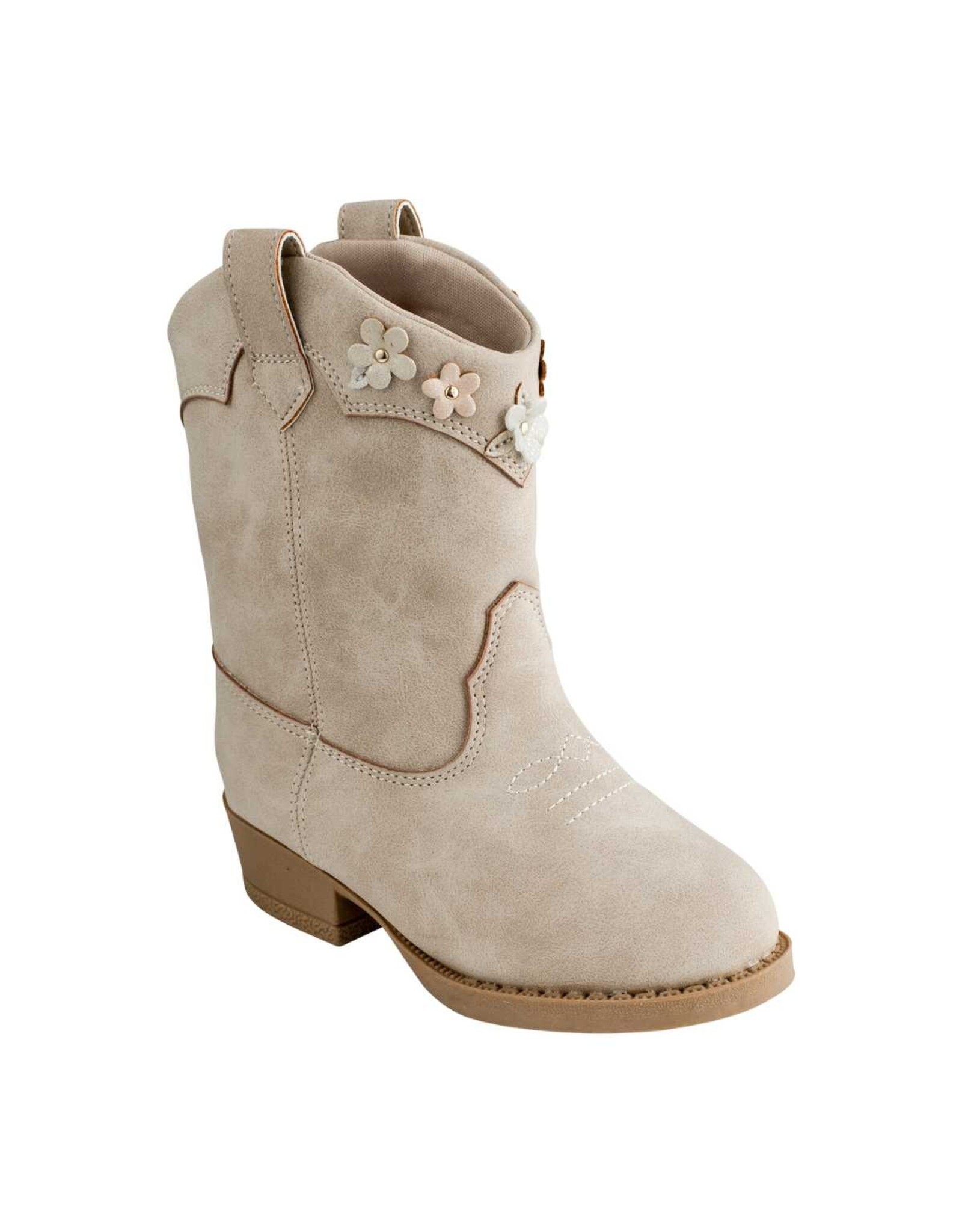 Baby Deer Mia Toddler Heeled Taupe Western Boot w/Multi-Flowers