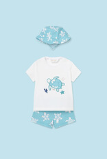 Mayoral Capri blue Bathsuit set with hat