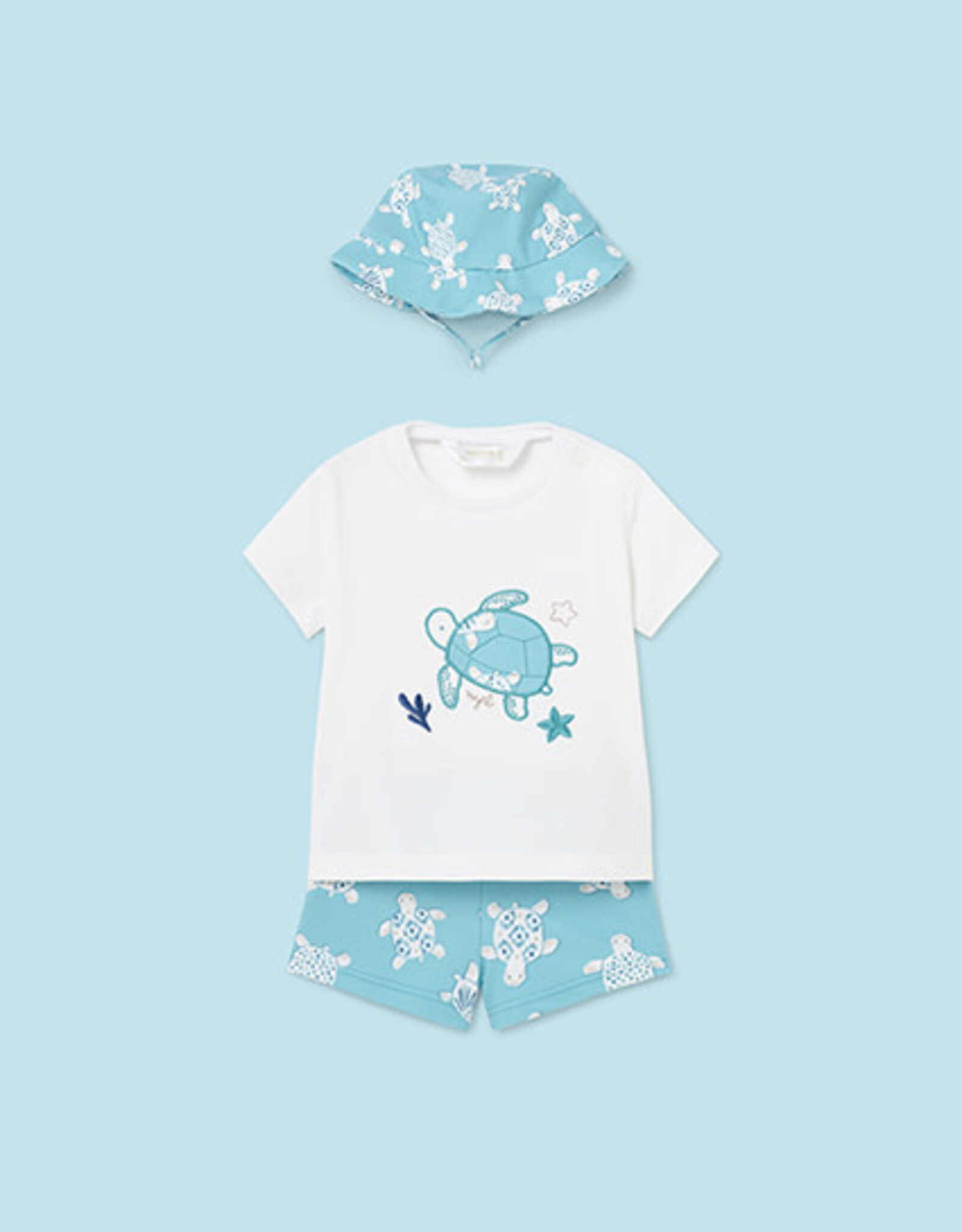Mayoral Capri blue Bathsuit set with hat