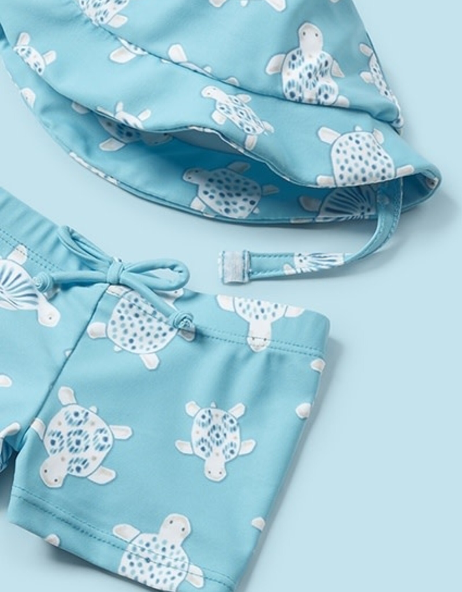 Mayoral Capri blue Bathsuit set with hat