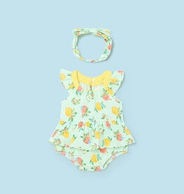 Mayoral Pear Green Lemons Romper w/Headband