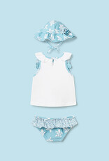 Mayoral Capri blue Girls Bathsuit set with hat