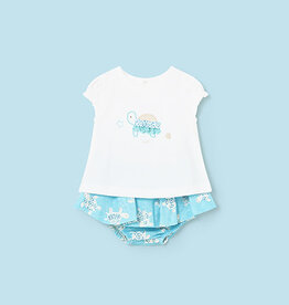 Mayoral Capri Blue Turtle Skirt Set