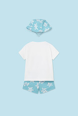 Mayoral Capri blue Bathsuit set with hat