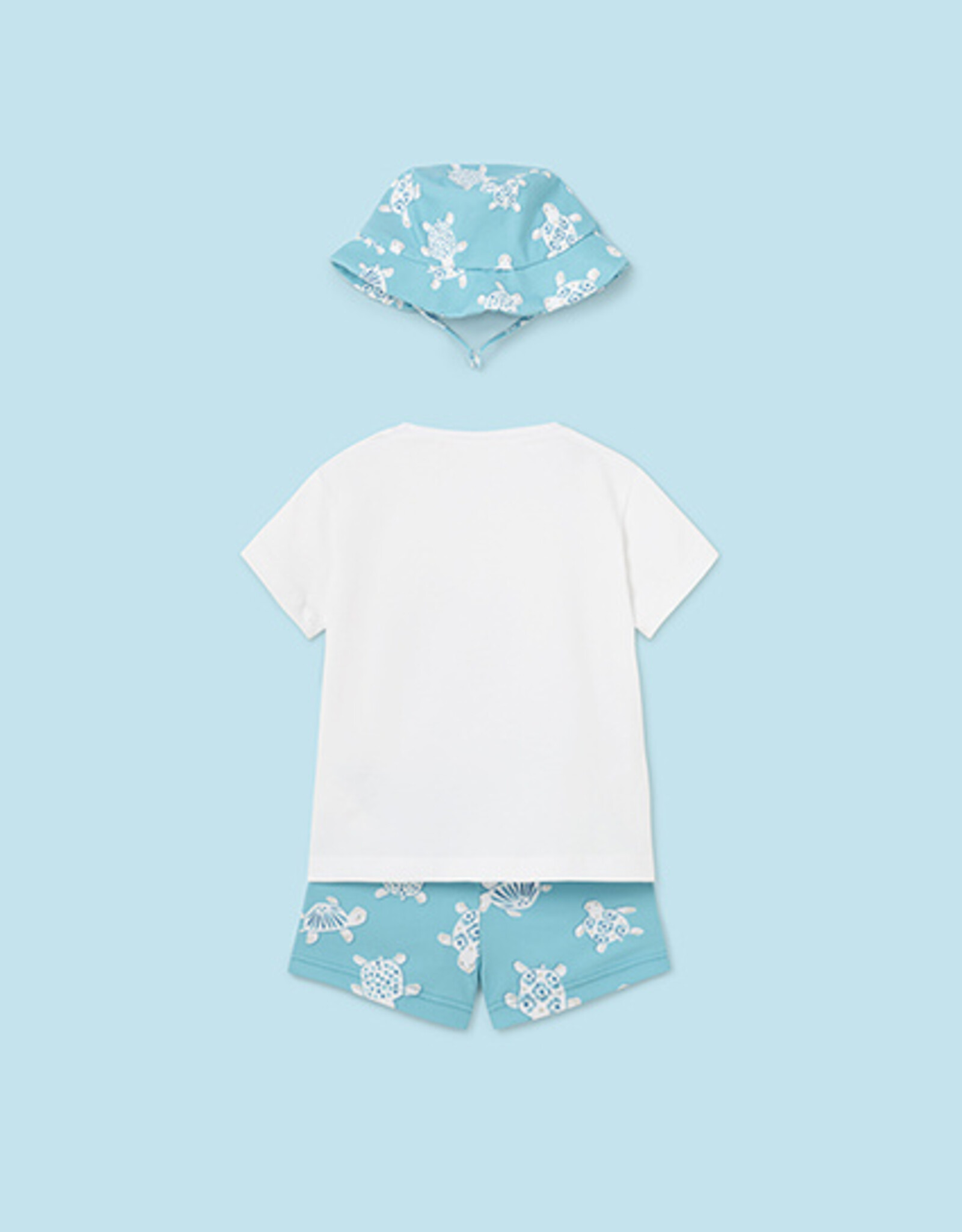 Mayoral Capri blue Bathsuit set with hat