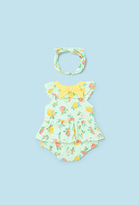 Mayoral Pear Green Lemons Romper w/Headband