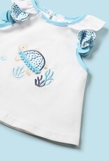 Mayoral Capri blue Girls Bathsuit set with hat